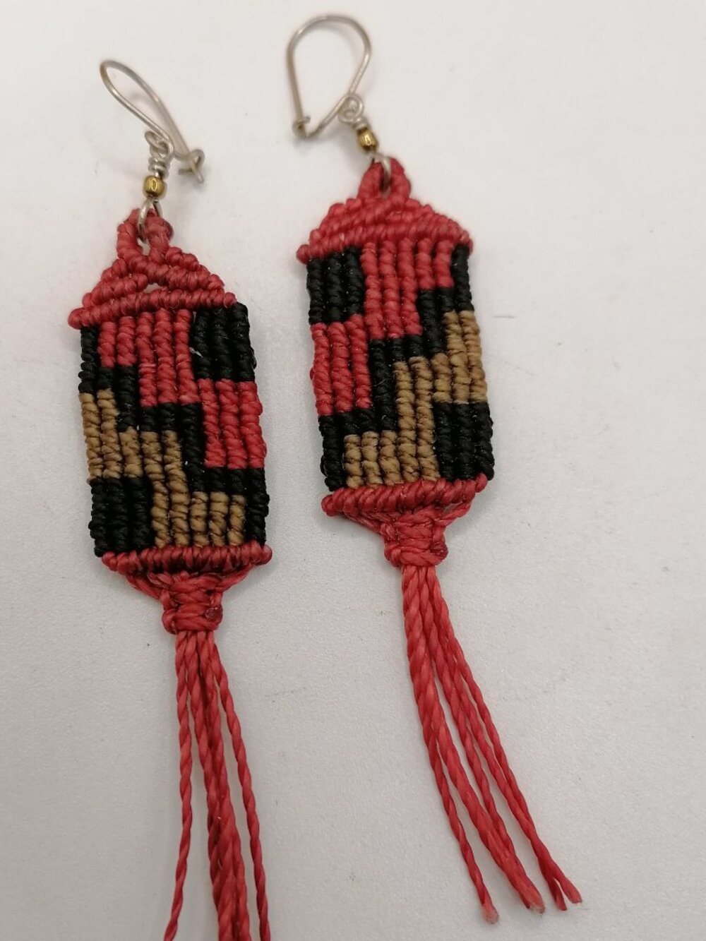 Handmade Macrame Earrings, Labyrinth Design, Cusco